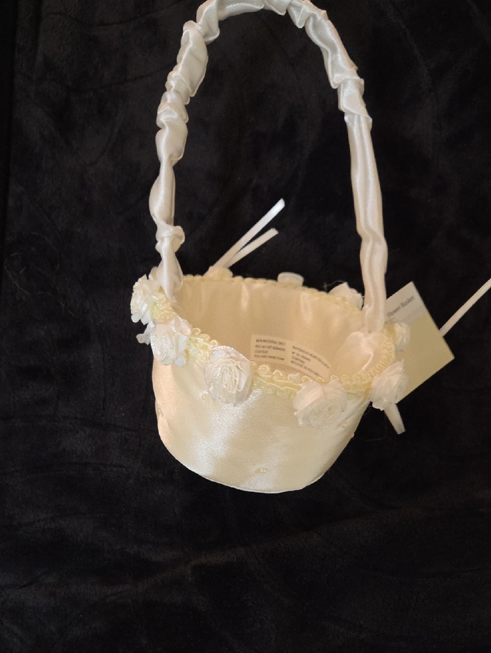 Ivory Satin Flowered Basket